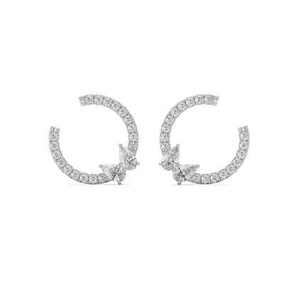 Pretty Pear Diamond Hoops Front View