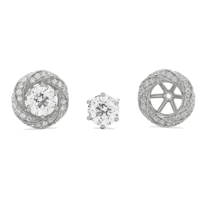 0.50 CT Spiral Detachable Diamond Studs Front View in 9KT
