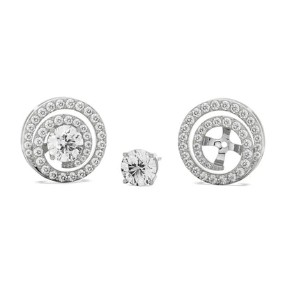 0.50 CT Spiral Detachable Diamond Studs Front View in 9KT