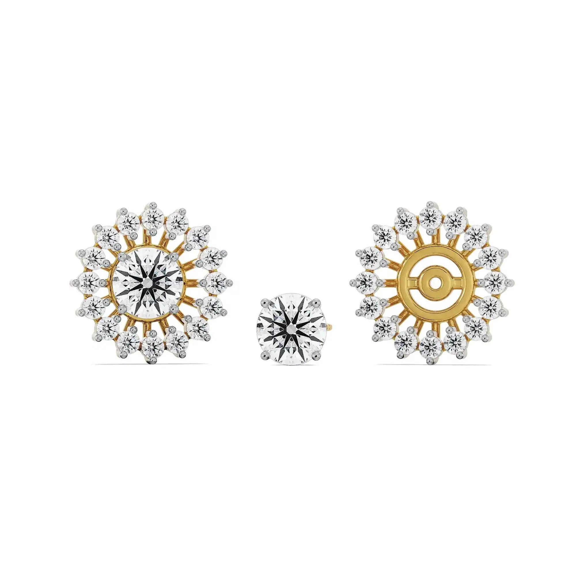 0.50 CT Chakra Detachable Diamond Studs Front View