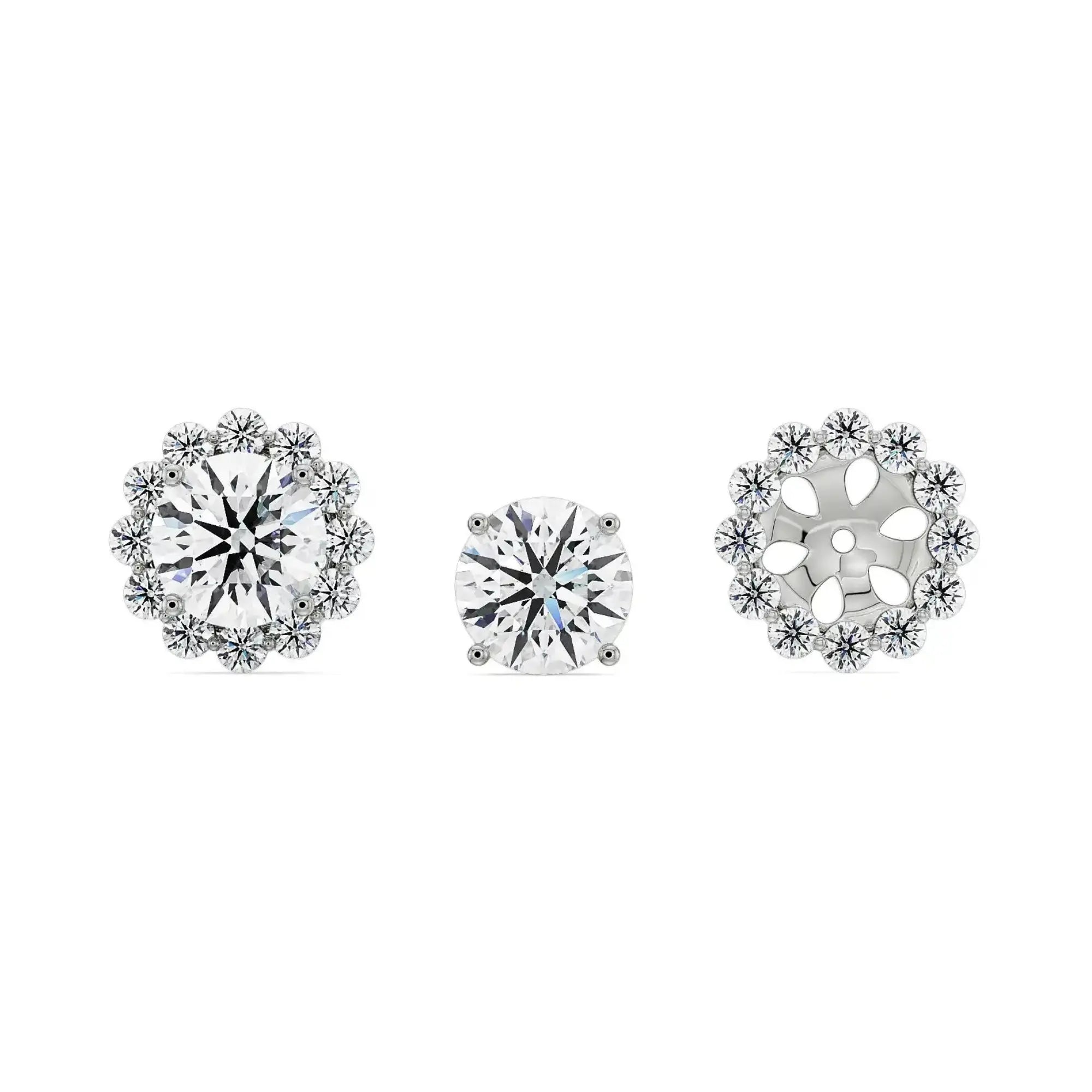 0.50 CT Sunflower Detachable Diamond Studs Front View in 9KT