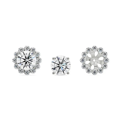 0.50 CT Sunflower Detachable Diamond Studs Front View in 9KT
