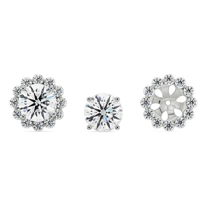 1 CT Sunflower Detachable Diamond Studs Front View in 9KT