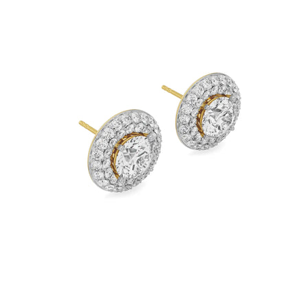 0.25 CT Double Halo Detachable Diamond Studs Side View