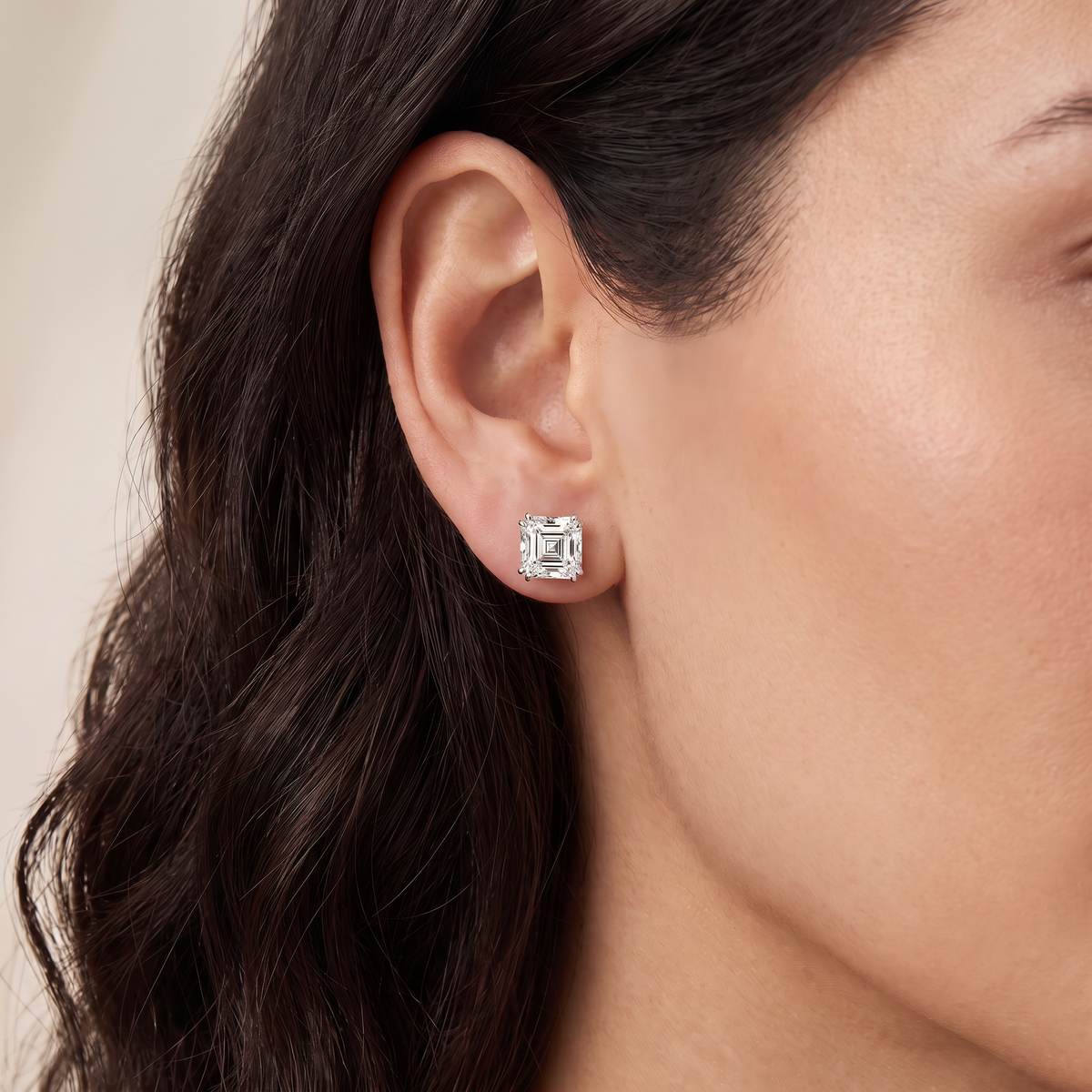2 CT Asscher Lab Grown Diamond Studs