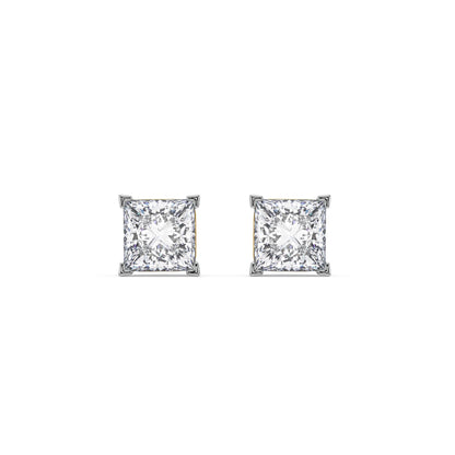 0.5 CT Classic Square Diamond Studs Front View