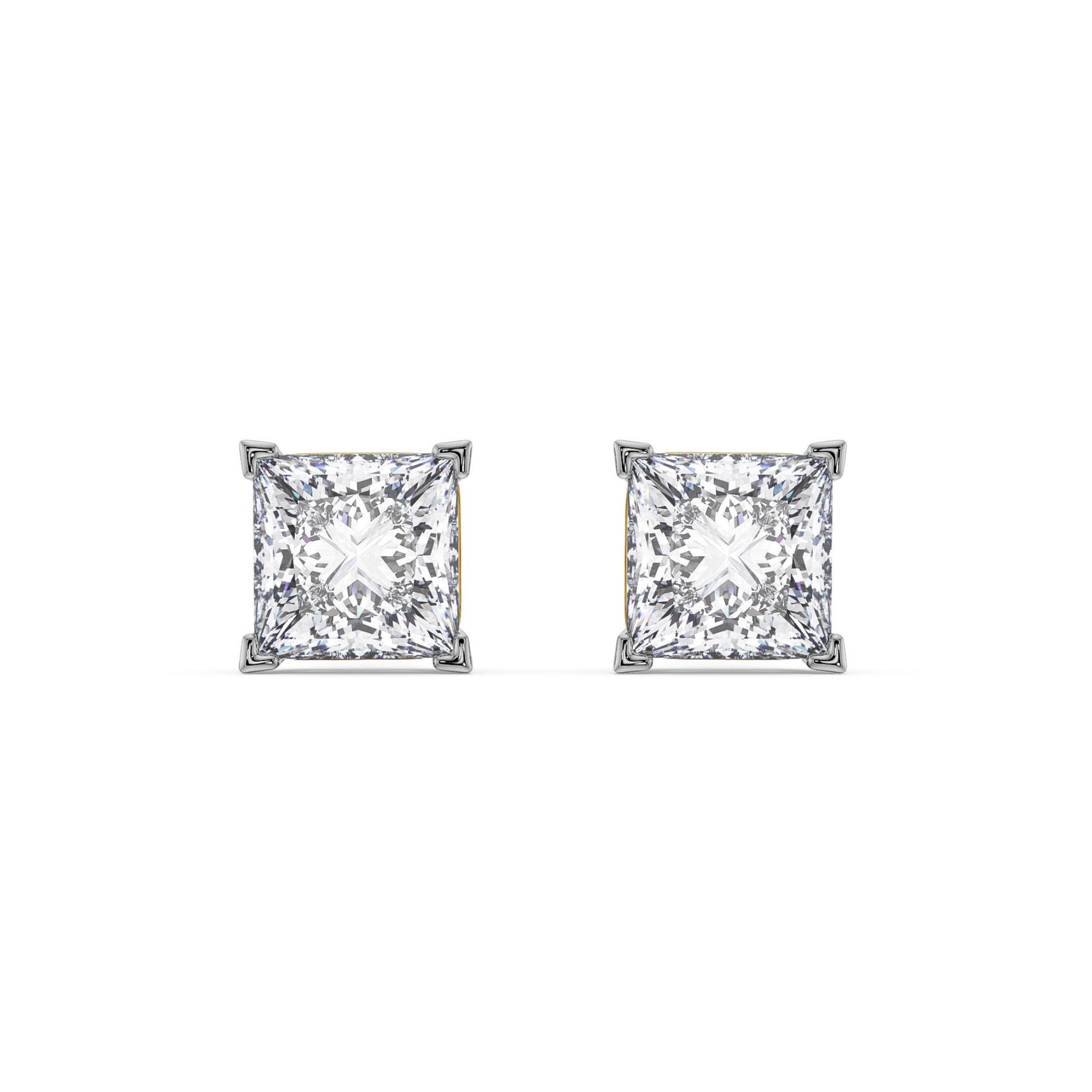 1.5 CT Classic Square Diamond Studs Front View