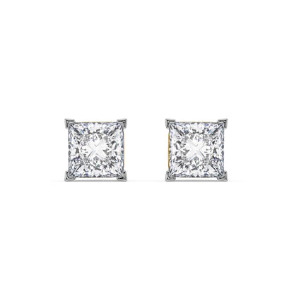 1.5 CT Classic Square Diamond Studs Front View