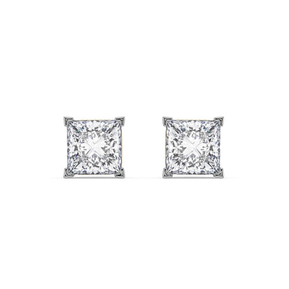 1.5 CT Classic Square Diamond Studs Front View in 9KT