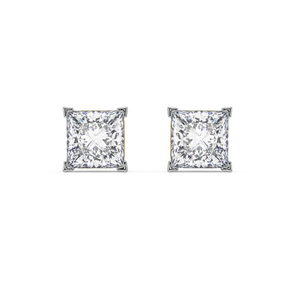 2 CT Classic Square Diamond Studs Front View