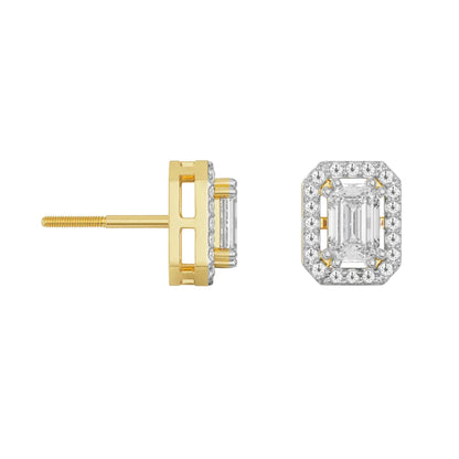 Shimmering Halo Emerald Lab Grown Diamond Earrings_in-stock