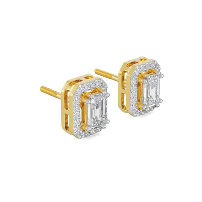 Shimmering Halo Emerald Lab Grown Diamond Earrings_in-stock