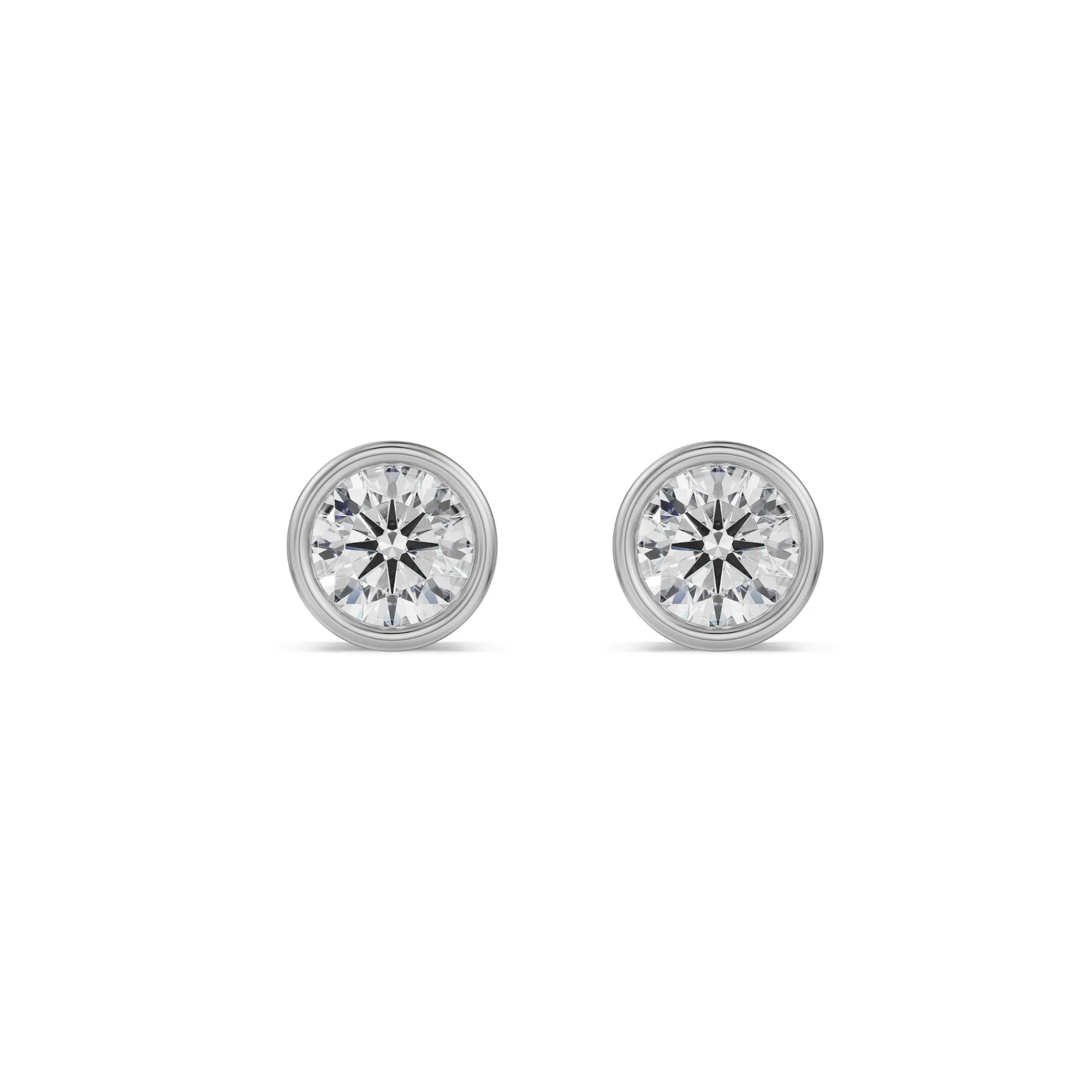 0.5 CT Solid Round Diamond Studs Front View