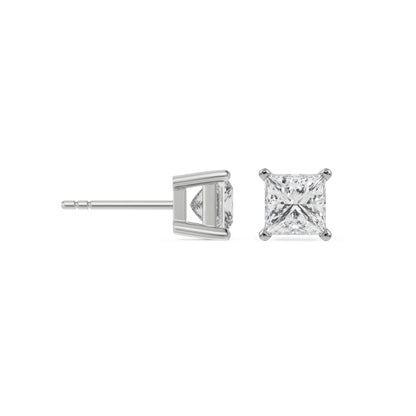 0.5 CT Timeless Princess Solitaire Studs Prospective View in 9KT