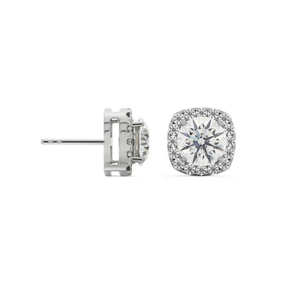 Tisha Halo Round Lab Grown Diamond Studs - perspective view in 9KT