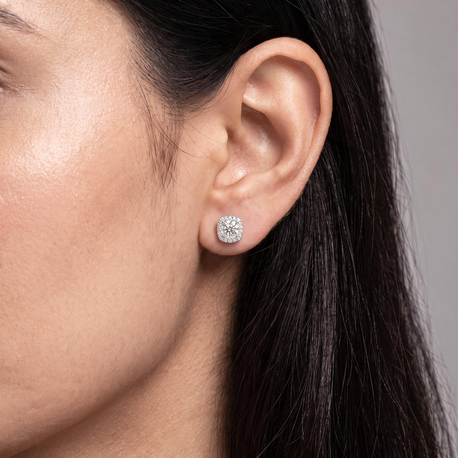 Tisha Halo Round Lab Grown Diamond Studs