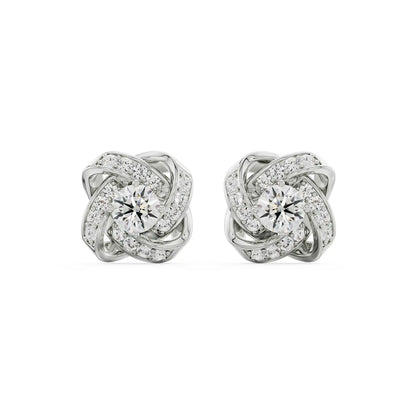 Twirl Sparkle Diamond Studs Front View in 9KT