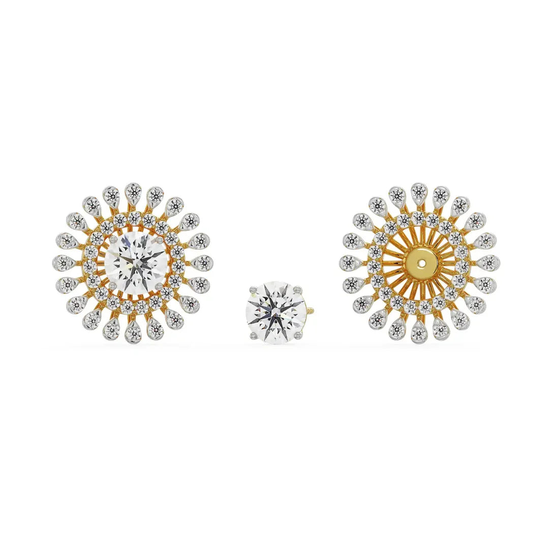 0.5 CT Sunflower Detachable Lab Diamond Studs - front view