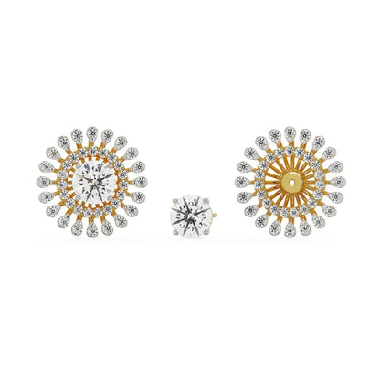 0.5 CT Sunflower Detachable Lab Diamond Studs - front view