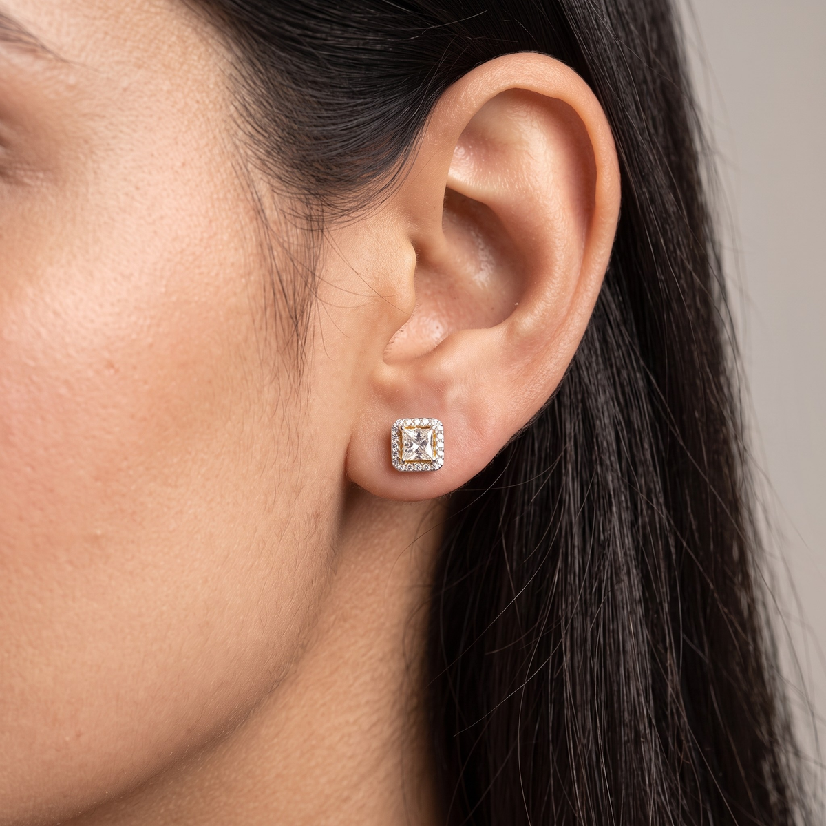0.50 CT Princess Frame Lab Diamond Studs