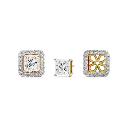 0.50 CT Princess Frame Lab Diamond Studs - front view
