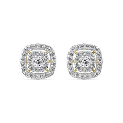 Classic Square Halo Lab Grown Diamond Stud Earrings