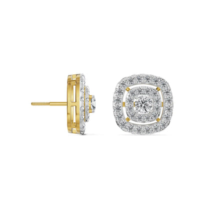 Classic Square Halo Lab Grown Diamond Stud Earrings