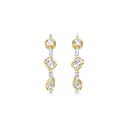 Trio Stone Diamond Hoops Front view