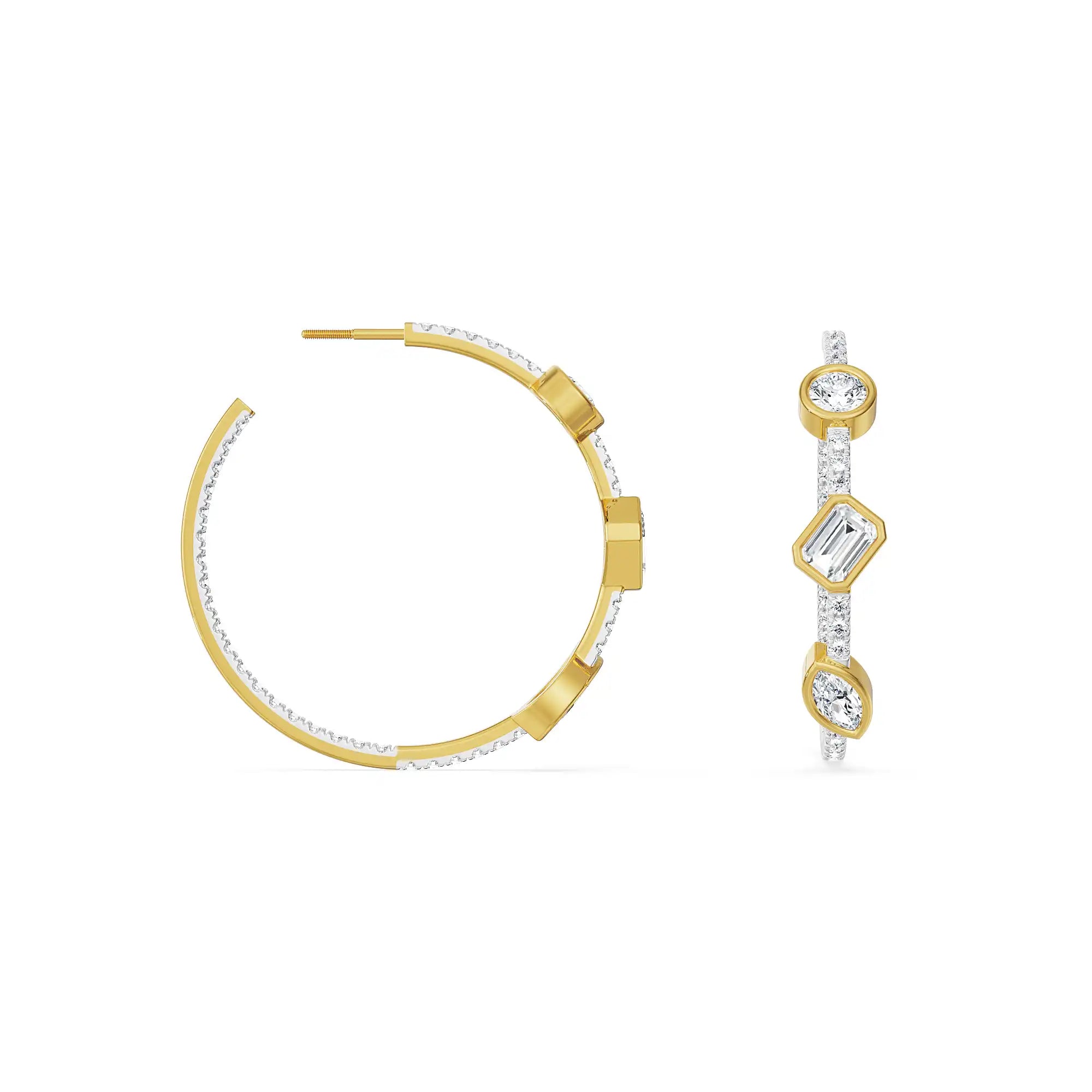 Trio Stone Diamond Hoops Prospective view in 9KT