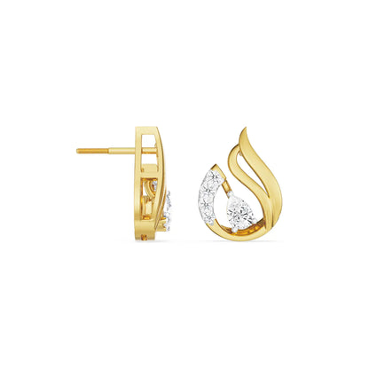 Pear Swan Diamond Studs left view in 9KT