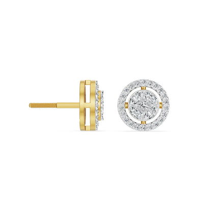 Glistening Diamond Studs left view in 9KT