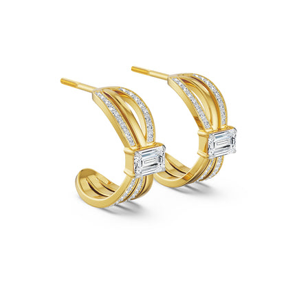 Ribbon Lab Grown Diamond Hoop Earrings - side view