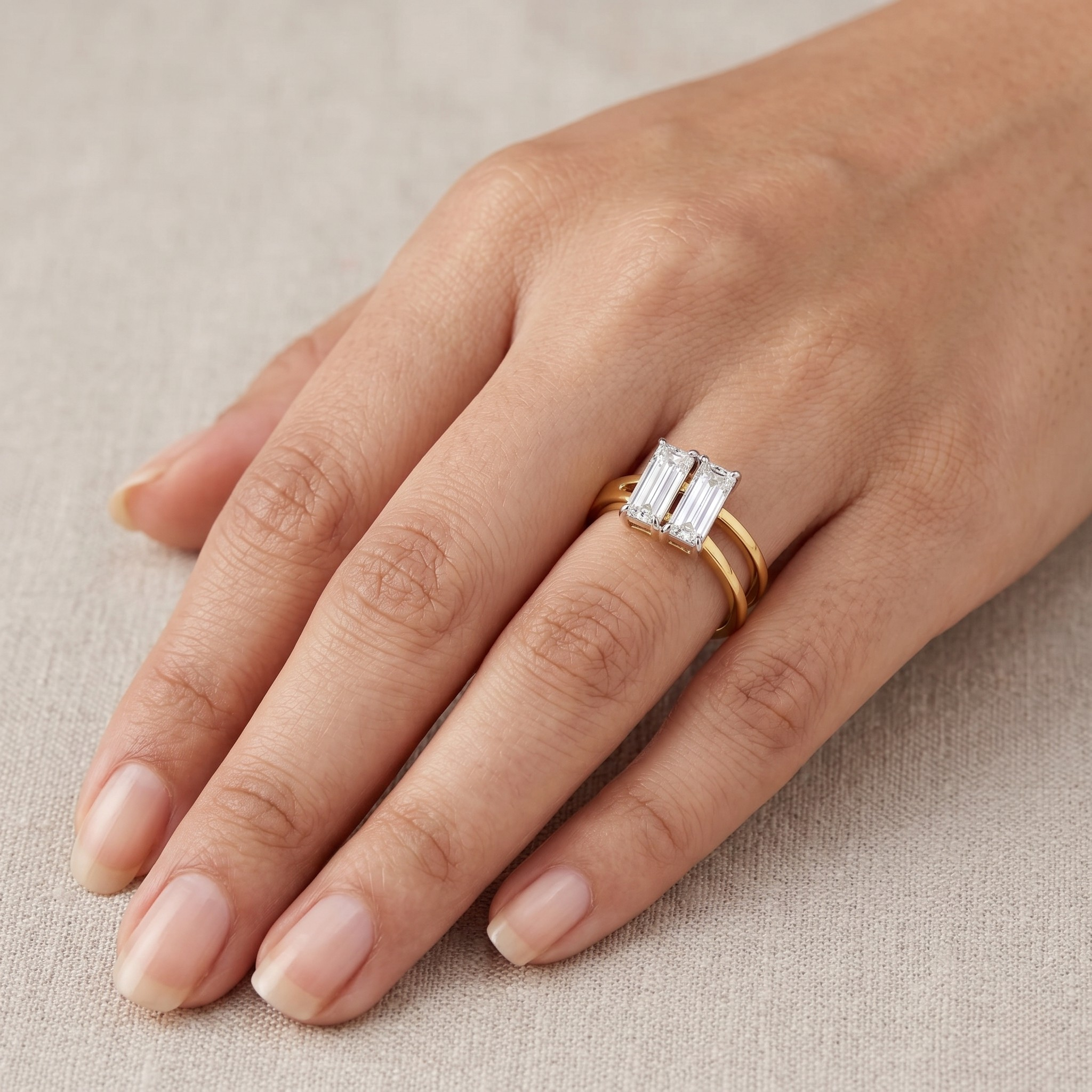 Baguette Lab Grown Diamond V Ring