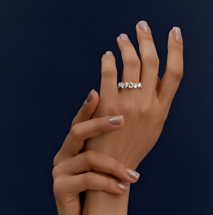 Pear and Emerald Lab Grown Diamond Band