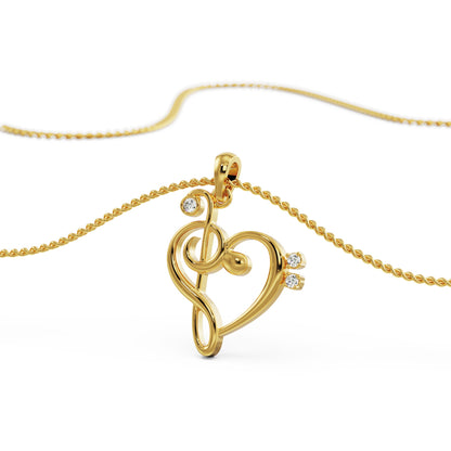 Heart Beat Diamond Pendant Side view in 9KT