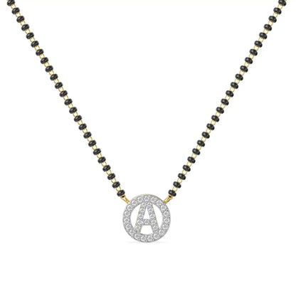 Alphabet Diamond Mangalsutra Front View in 9KT