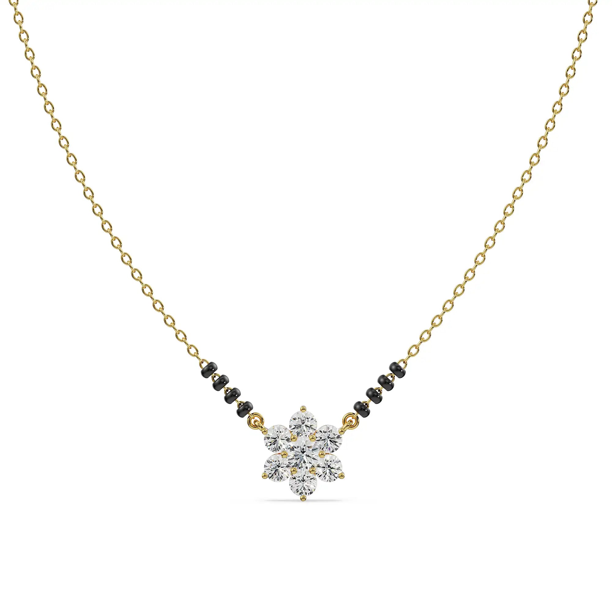 Blossom Diamond Mangalsutra Front View in 9KT