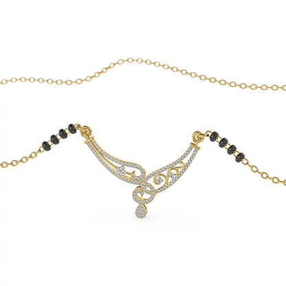 Aranya Floral Lab Grown Diamond Mangalsutra - perspective view