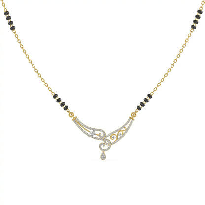 Aranya Floral Lab Grown Diamond Mangalsutra - front view in 9KT