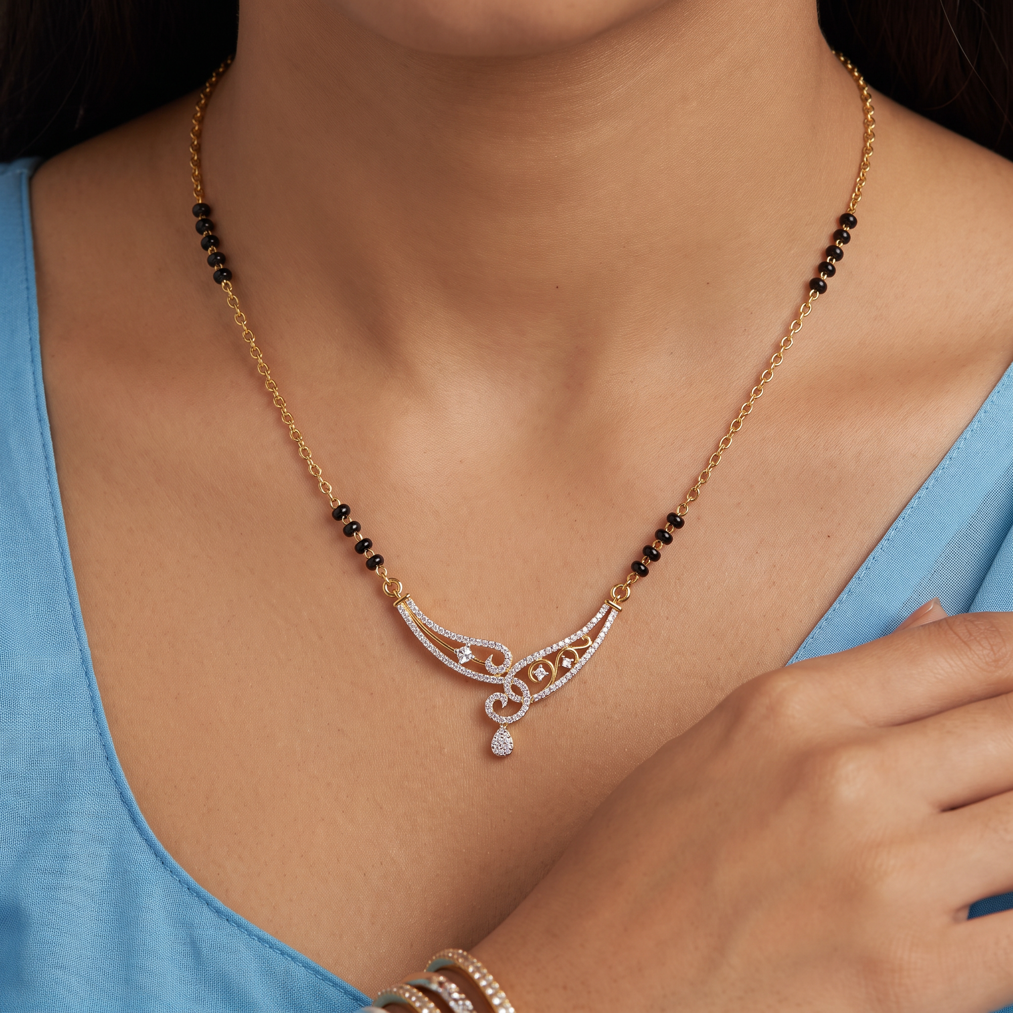 Aranya Floral Lab Grown Diamond Mangalsutra
