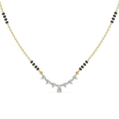 Saptapadi Lab Grown Diamond Mangalsutra - perspective view in 9KT