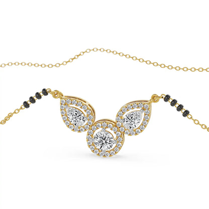 Trio Halo Lab Grown Diamond Mangalsutra - front view