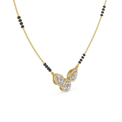 Trio Halo Lab Grown Diamond Mangalsutra - side view