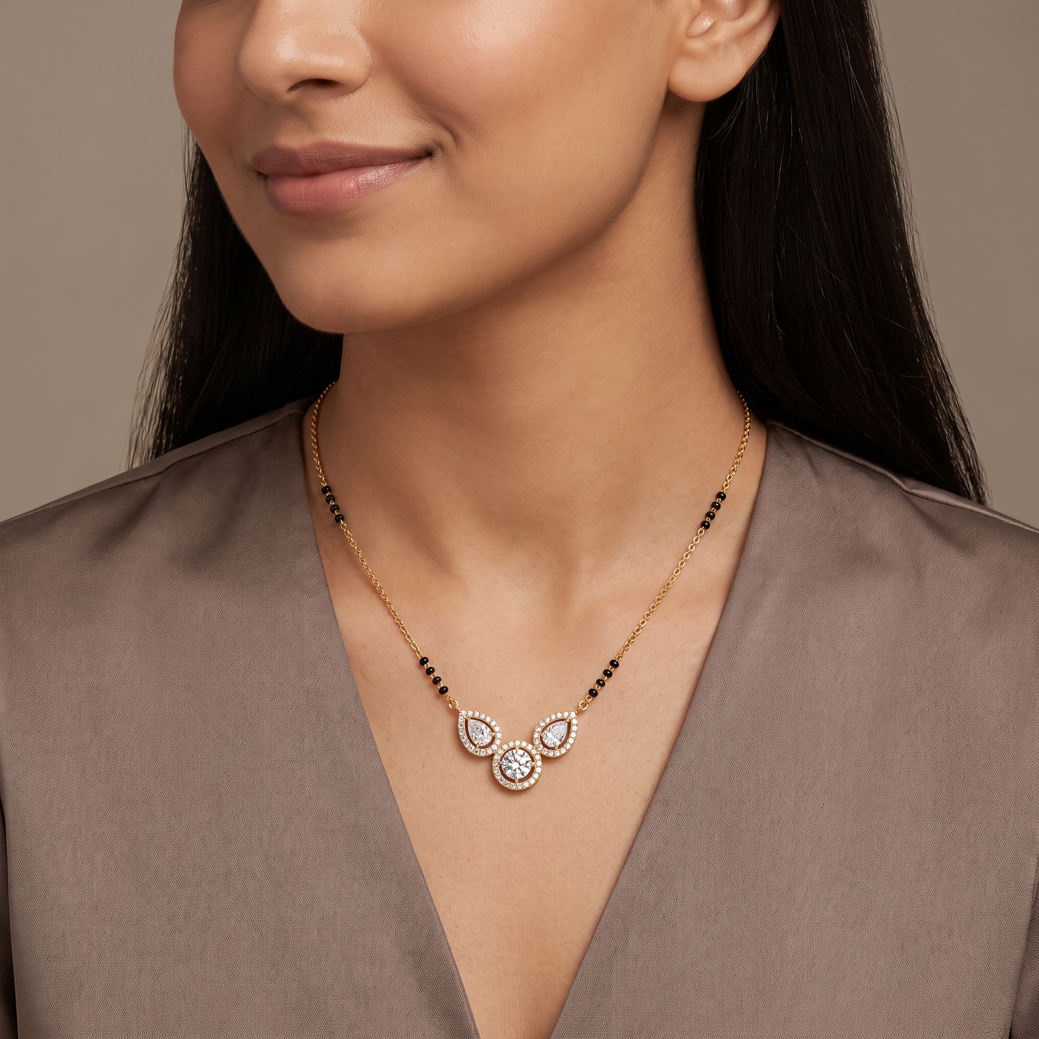 Trio Halo Lab Grown Diamond Mangalsutra