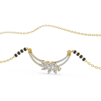 Ethereal Leaf Lab Grown Diamond Mangalsutra - front view