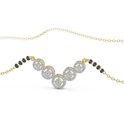 Fivefold Halo Lab Grown Diamond Mangalsutra - front view