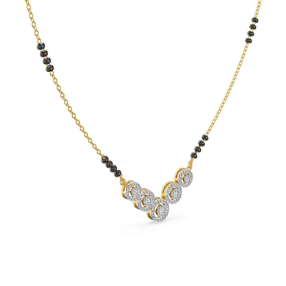 Fivefold Halo Lab Grown Diamond Mangalsutra - side view