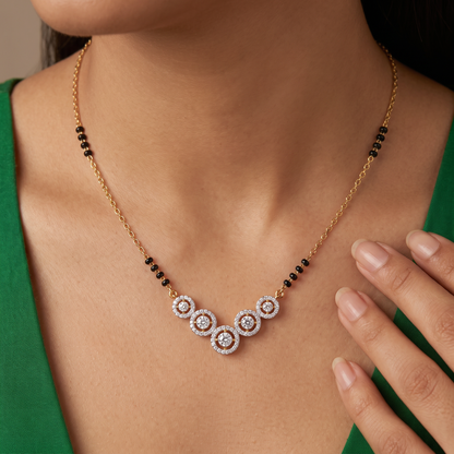 Fivefold Halo Lab Grown Diamond Mangalsutra