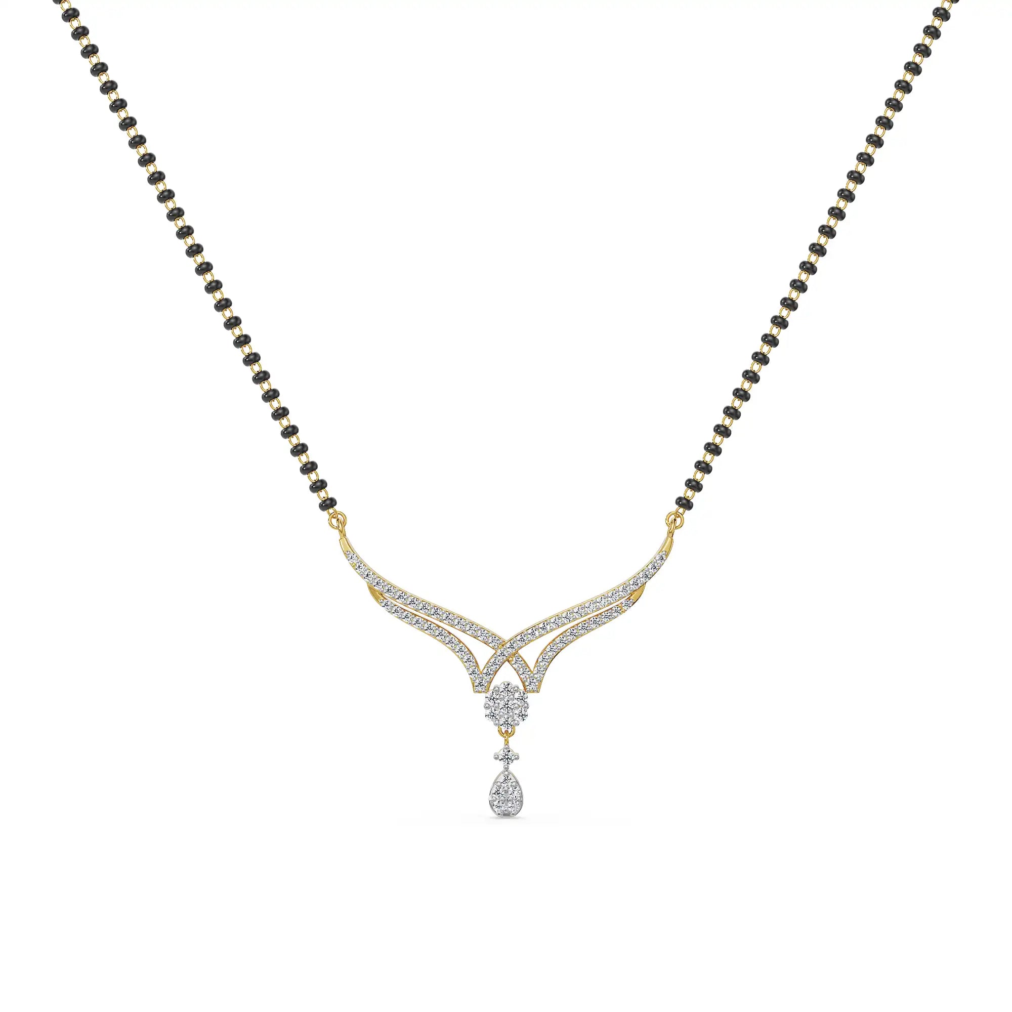 Athiya Lab Grown Diamond Mangalsutra - front view in 9KT