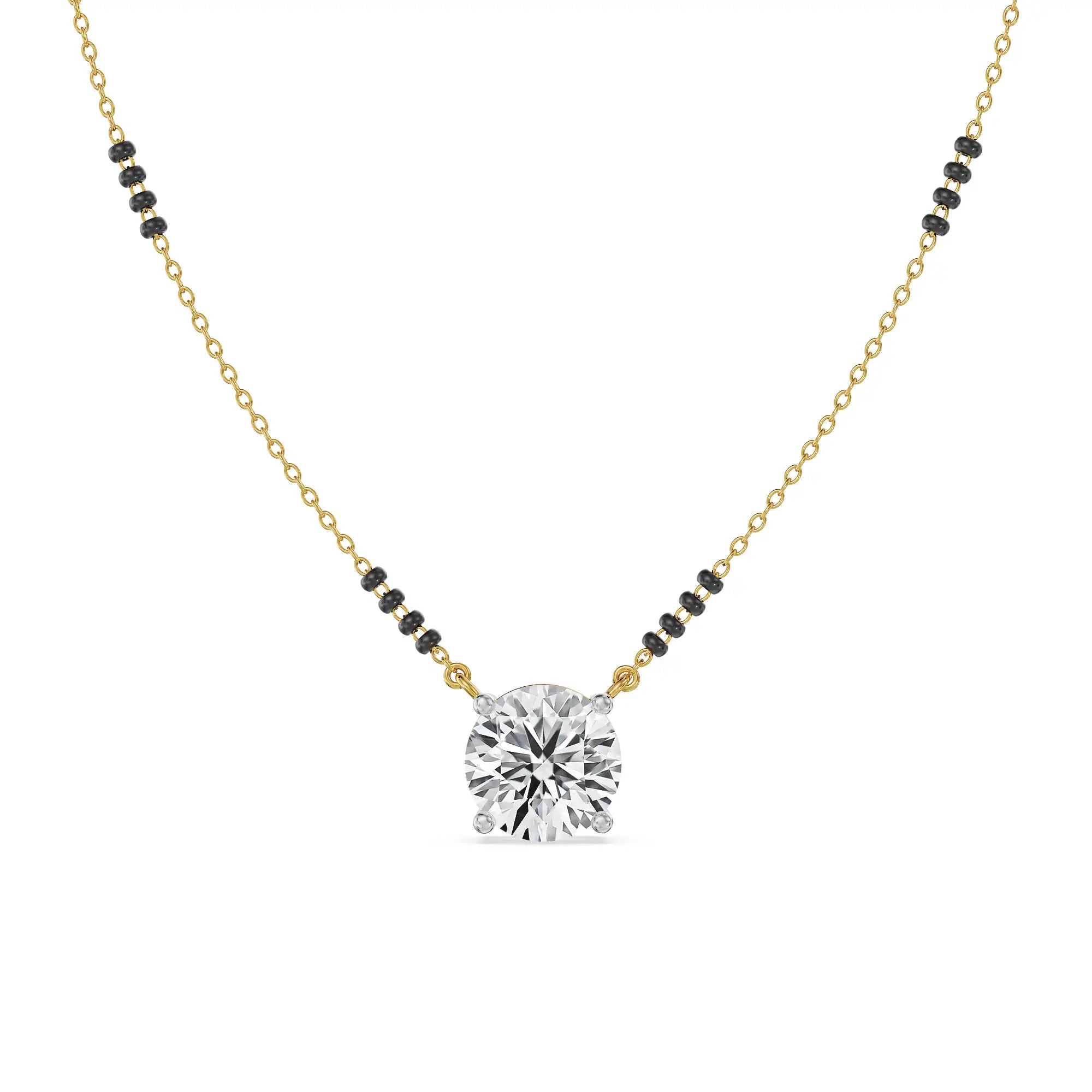 Solitaire Lab Grown Diamond Mangalsutra - front view in 9KT